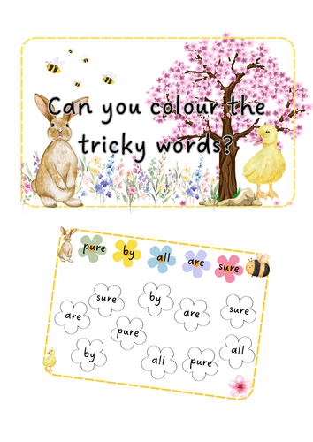 Spring - Tricky Word colouring
