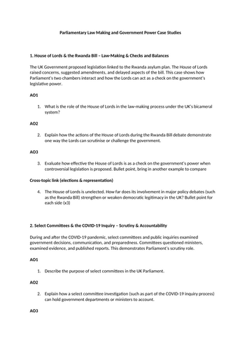 AQA Case Studies Revision/Application