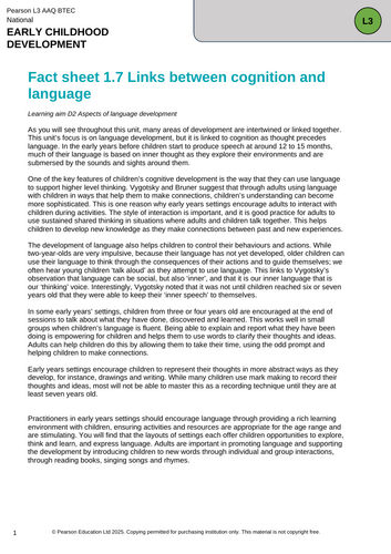 AAQ Early Childhood Development - Unit 1 LAD