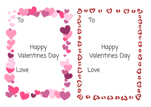 Valentines card inserts