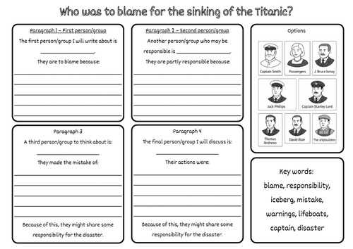 Titanic Writing frame- Who was to blame?