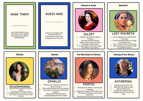 Shakespeare Flash Cards! (Revision & Games)