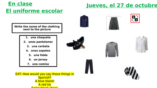 El uniforme- scheme of work