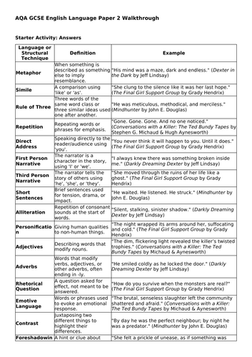 AQA GCSE English Language Full Paper 2 Practice (Serial Killer Theme)
