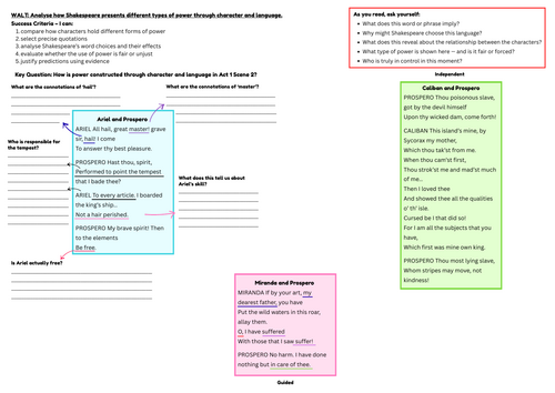 Shakespeare – Power and Control in The Tempest (Act 1 Scene 2)