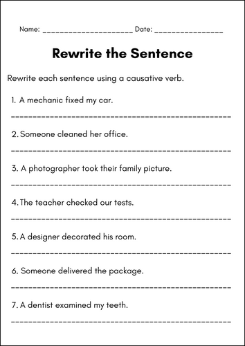 Mastering Causative Verbs – Comprehensive Practice Worksheets