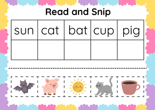 CVC Read and Snip Worksheet