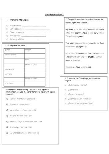 La familia (physical and personality description)