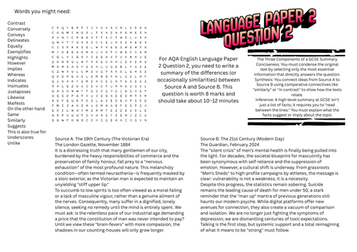 AQA English Language Paper 2 Question 2: Men's Mental Health & UFC Stimulus sheet