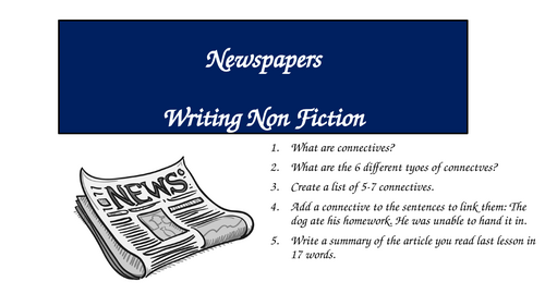 Newspapers - Writing Non Fiction (Creative Writing)