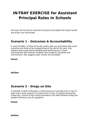 In Tray Exercise for Assistant Principal Roles (Interview Scenarios and ...