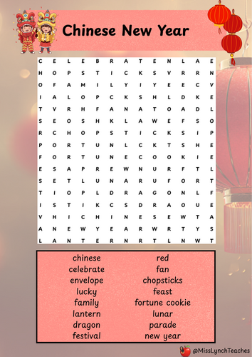 Chinese New Year Themed Wordsearch Pack