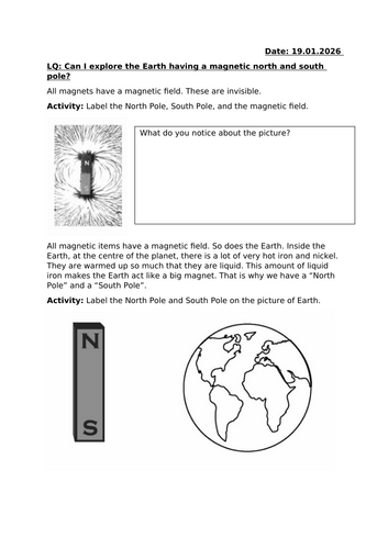 Recognising Earth's magnetic north and south pole