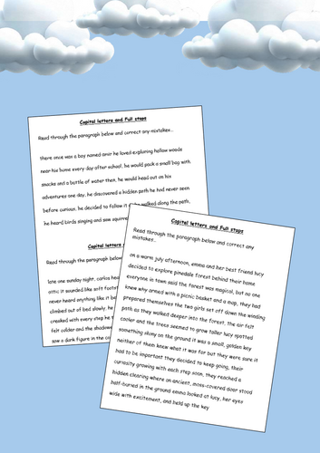 Capital Letters & Full Stops – Paragraph Editing Practice