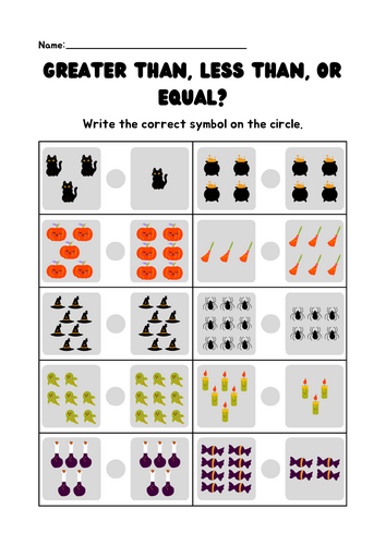 Halloween Math: Greater Than, Less Than, or Equal? (Numbers 1–20)