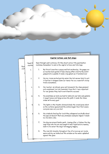 Capital Letters and Full Stops Practice – Three Sentences