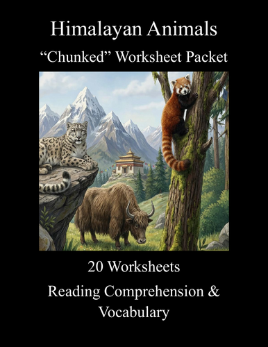Himalayan Animals "Chunked" Worksheet Packet