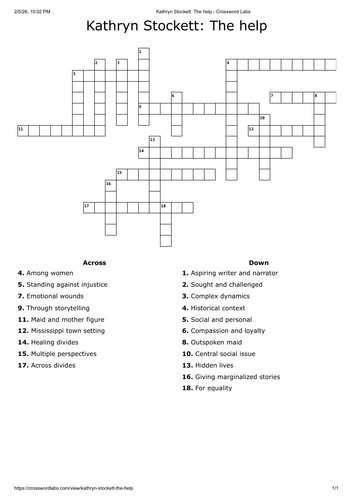 The help crossword - English literature