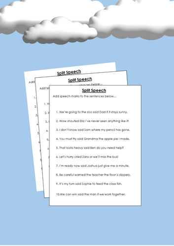 Speech Marks (Inverted Commas) – Split Speech Practice