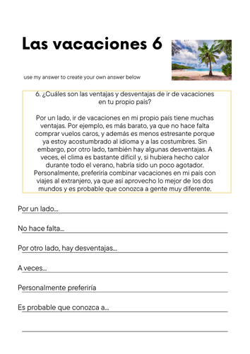 Mis vacaciones Y11 answer builders