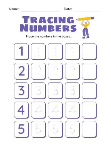 Number Tracing 1–20: Trace & Write