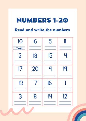 Read and Write: Numbers 1–20