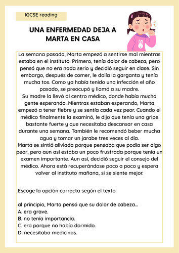 Una enfermedad GCSE reading