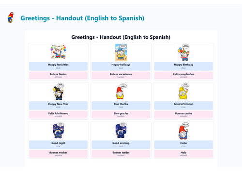 Greetings Handout (English to Spanish) - PollyPuzzles