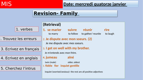 Y11 Family Revision French GCSE