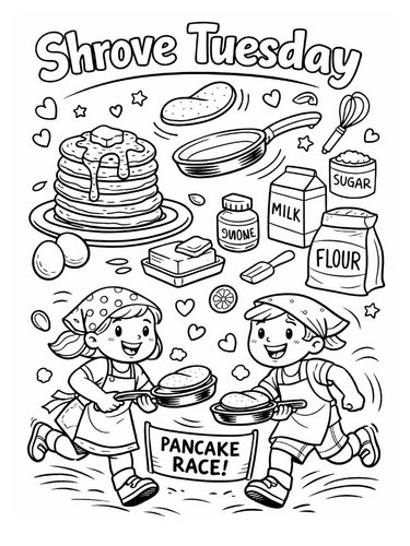 Shrove Tuesday — Pancake Day coloring picture