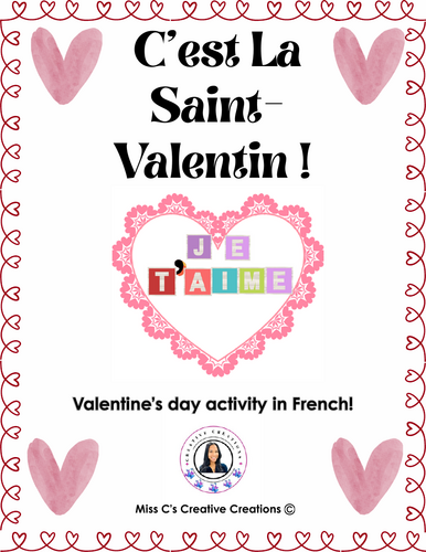 French Cartes pour La Saint-Valentin (Valentine's Day card activity)
