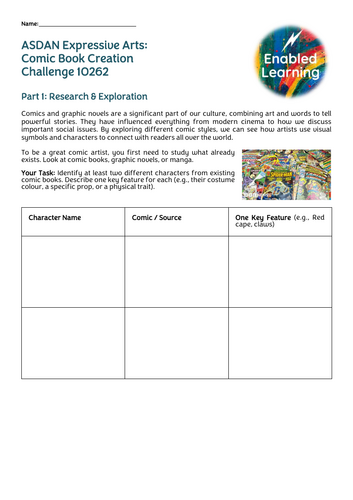 ASDAN Expressive Arts - Comic Book Creation Challenge - 10262