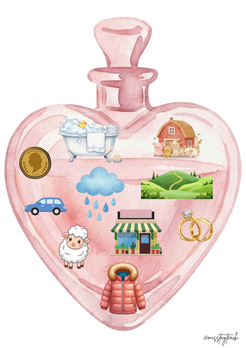 Valentines Love Potion Bottle Writing