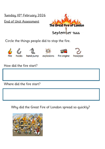 Great Fire of London End of Unit Assessment