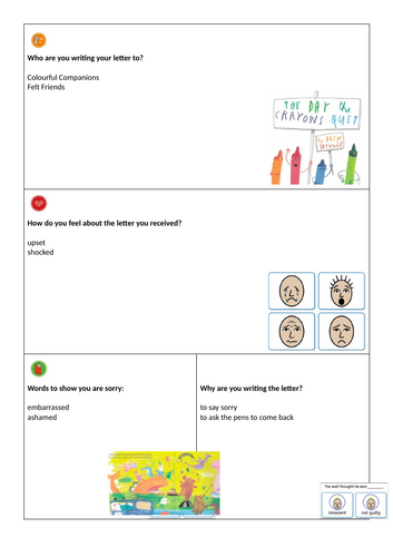 The Write Stuff: The Day the Crayons Quit Y2 Letter Writing Unit (Vocabulary Vaults Only)