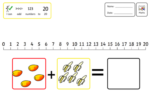 ADDITION & SUBTRACTION WITHIN 10 & 20 - Handa’s Surprise – Number Line Activities