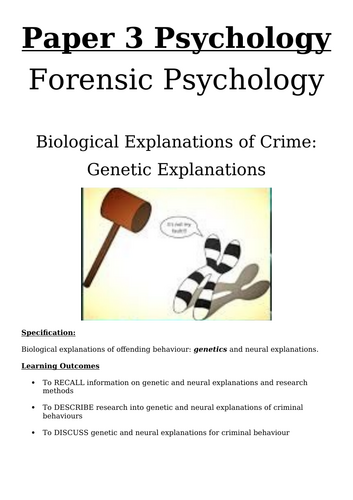 AQA Psychology P3 - Forensic - Bio Explanations