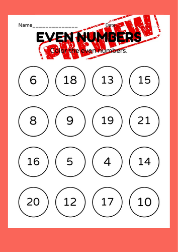 Odd and Even Numbers – Colour the Numbers