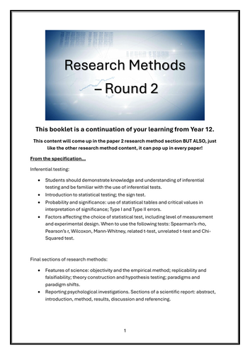 Inferential Statistics - AQA Psychology