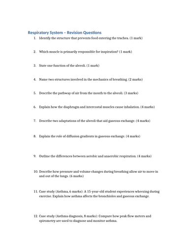 AAQ Health and Social Care F091 - TA2 Respiratory System