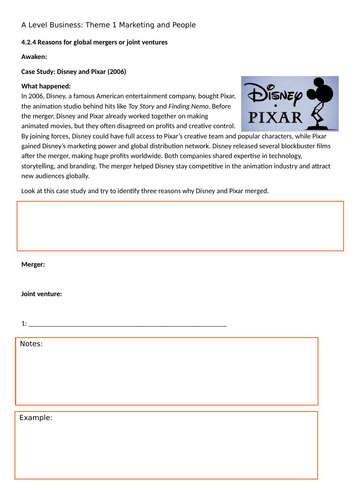 A Level  Business Theme 4: 4.2.4 Reasons for global mergers or joint ventures