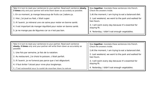 Healthy living - Reading, dictation and translation