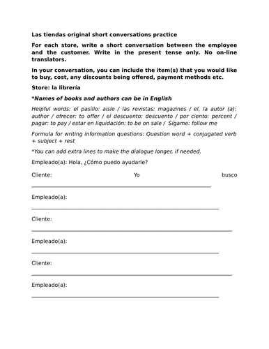 Las tiendas original short conversations practice