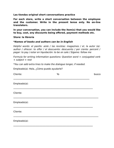 Las tiendas original short conversations practice