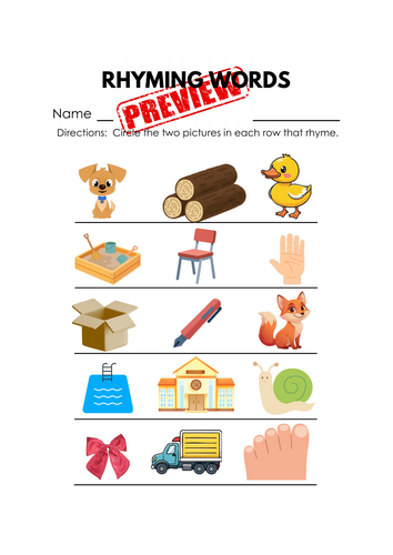 Rhyming Worksheet – Read and Circle