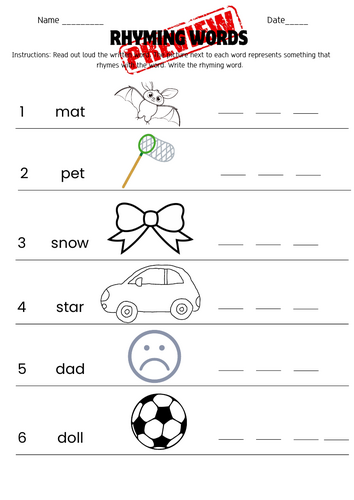 Read, Spell & Write Rhyming Words – Phonics Practice Worksheet