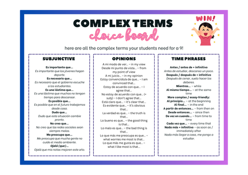 Spanish complex terms mat