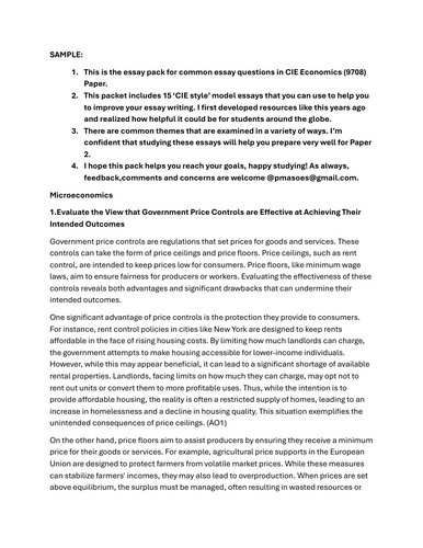 9708 AS Level Essay Pack Free Sample