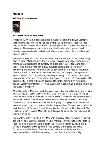 Macbeth by William Shakespeare – Plot Overview