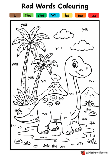 Red Words Phonics Colouring Sheet Packs